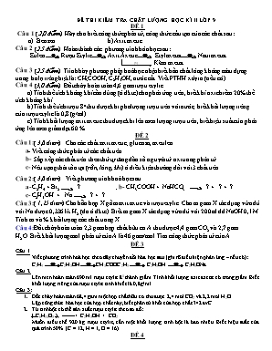 Đề thi kiểm tra chất lượng học kì II môn Hóa học Lớp 9 - Đề 1